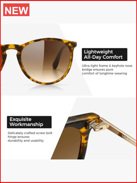 Premium Vintage Round Sunglasses UV400 Polarized Lightweight Non Slip